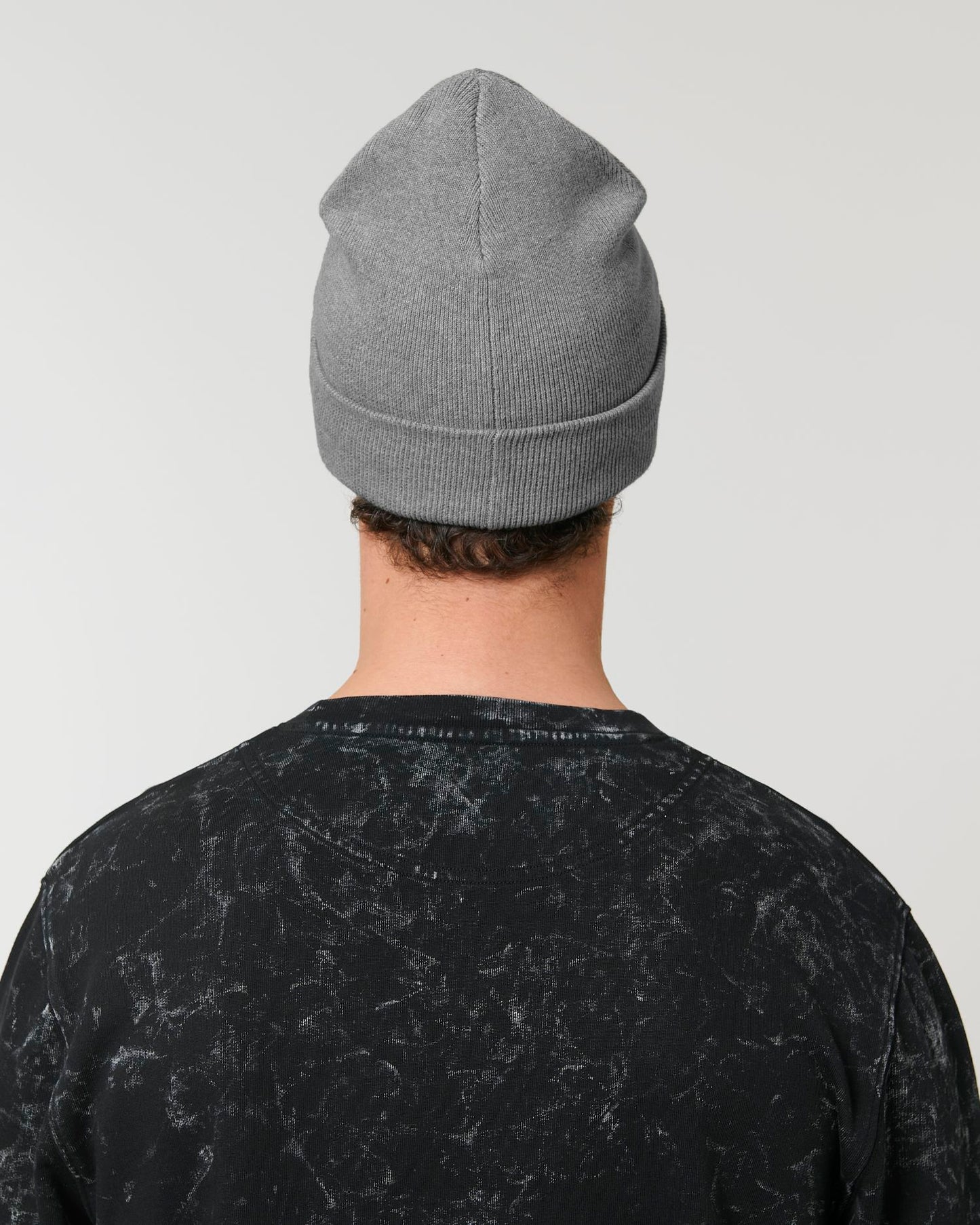 Rib Beanie - Mid Heather Grey - Rückseite 