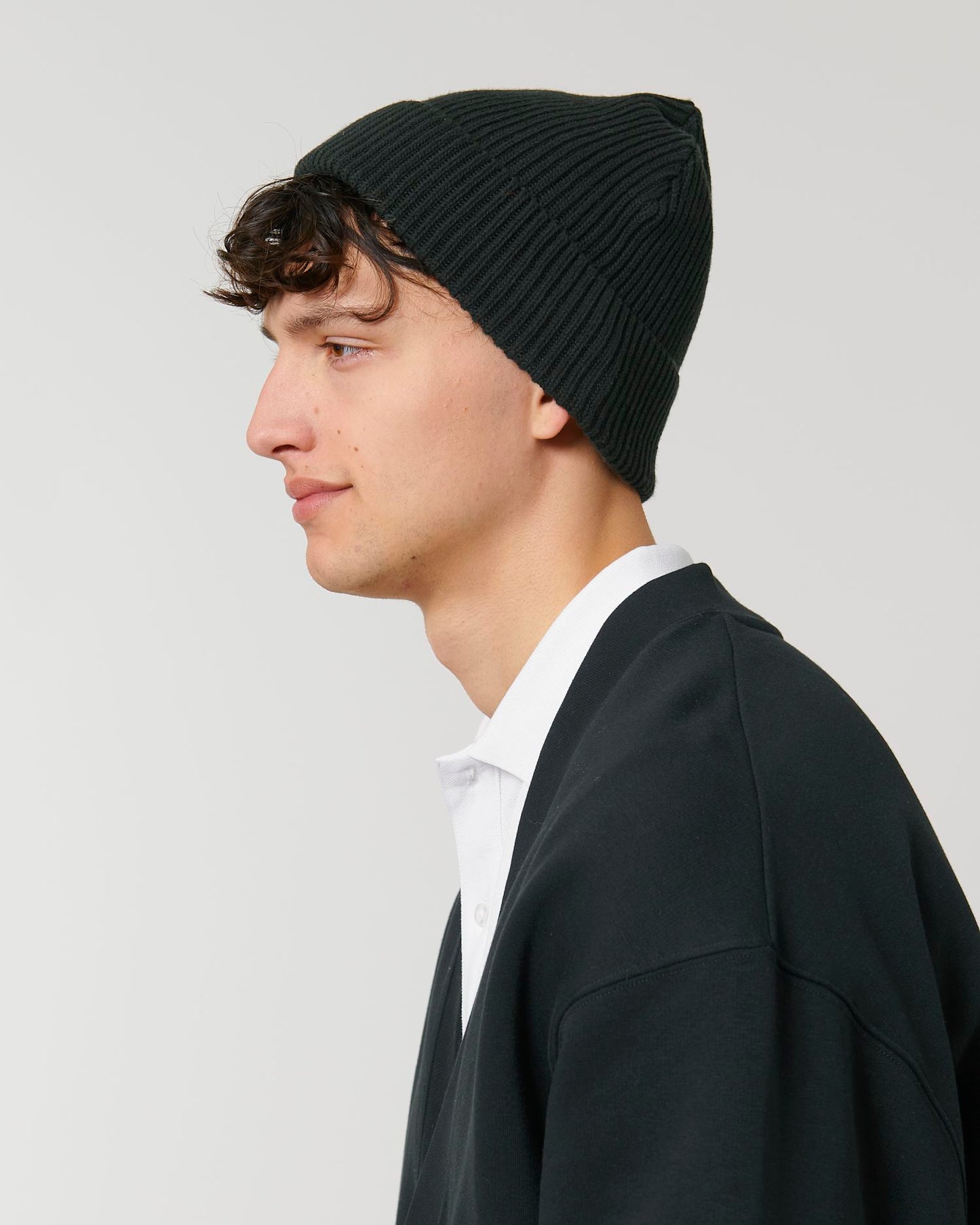 Fisherman Beanie - Black - Vorderseite Detail