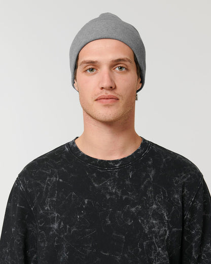 Rib Beanie - Mid Heather Grey - Vorderseite 